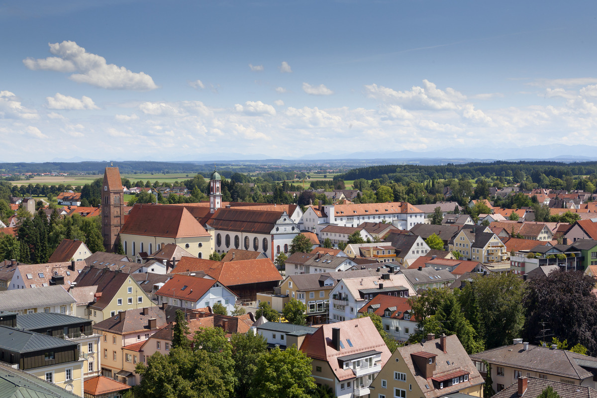 Die Stadt Bad Wörishofen auf einer Luftaufnahme